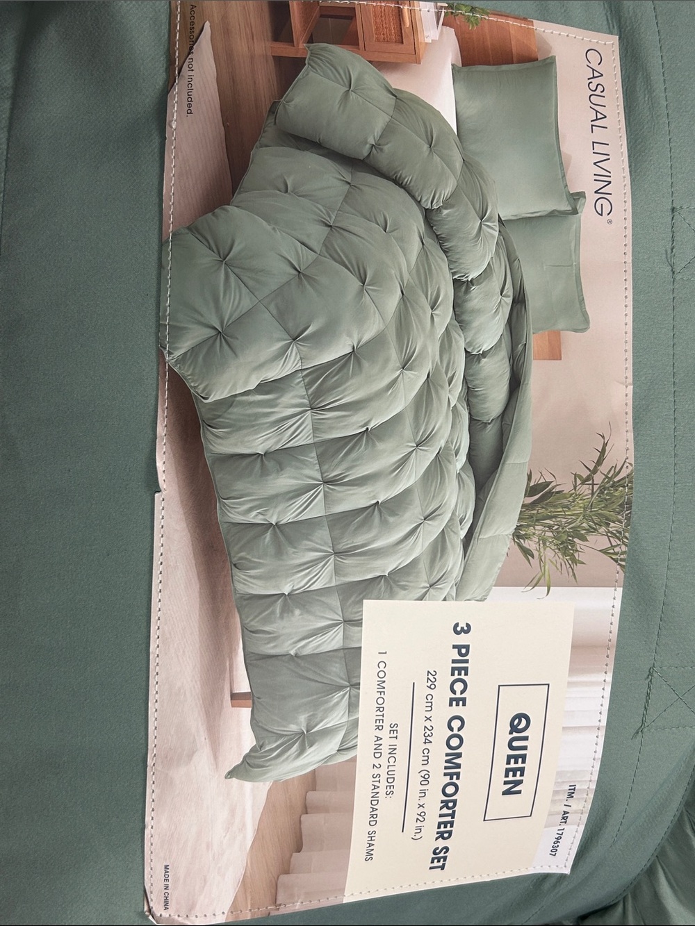 Casual Living Sage Green Queen Comforter Set - 3 Piece